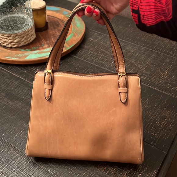 JBT Joanne Brings Thunder tan leather expanding handbag purse shoulder bag - Picture 8 of 9